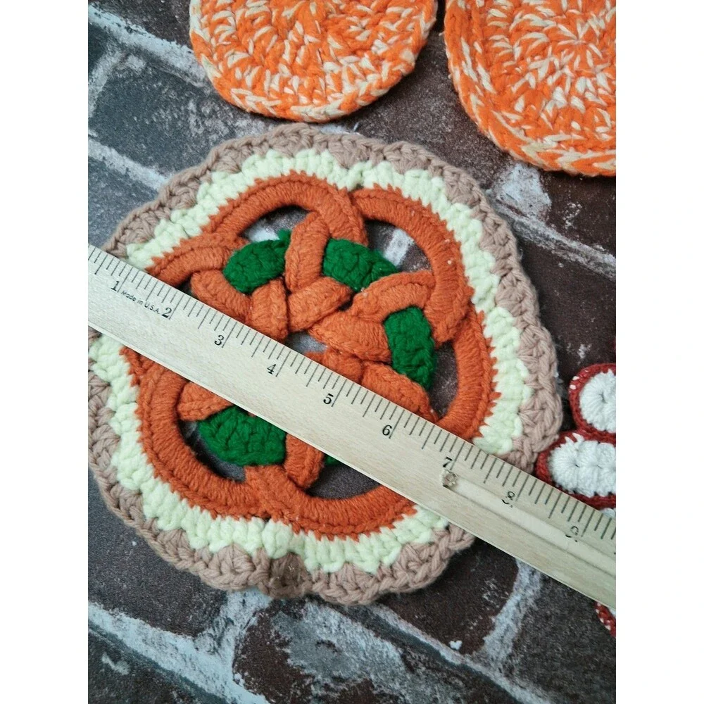 Lot Of 6 Vintage Crochet Pot Holders Trivets Handmade Kitchen Decor 70s 80s